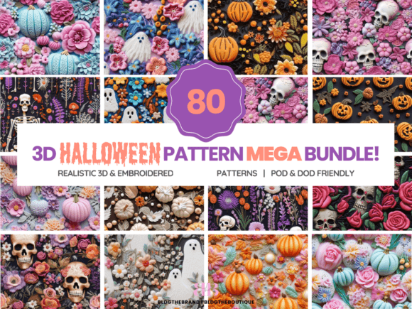 80 3D Embroidery Halloween Patterns