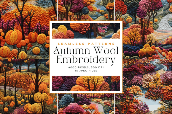 Autumn Wool Embroidery Seamless Patterns
