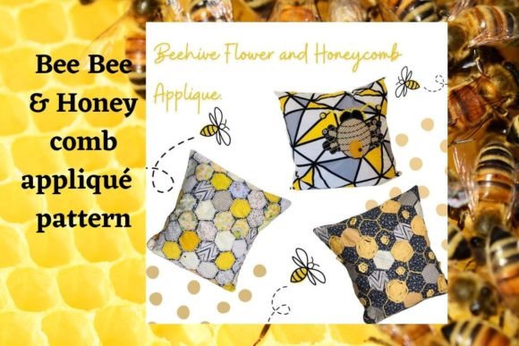 Bee Bee Hive and Honeycomb Sewing Appliq