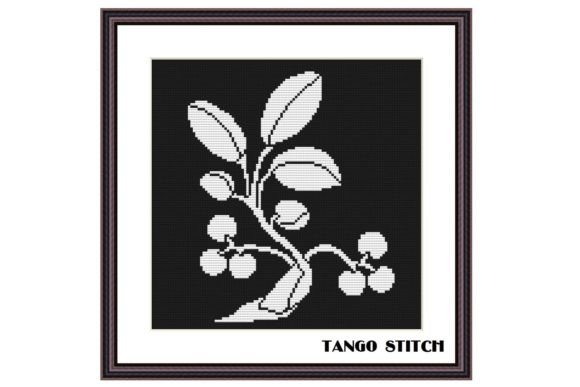 Black and White Cherry Cute Cross Stitch
