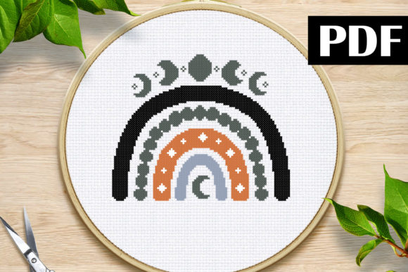 Boho Moon Cross Stitch Pattern