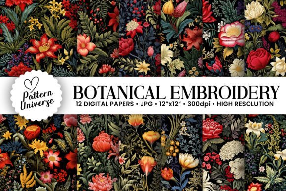 Botanical Embroidery Floral Patterns