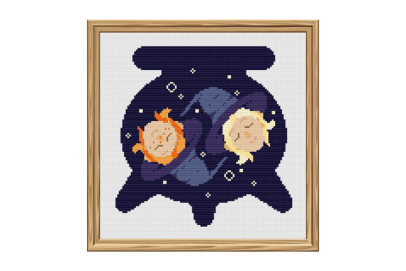 Cute Witch Besties Cross Stitch Pattern