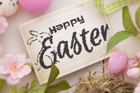 Happy Easter. Cross Stitch Pattern