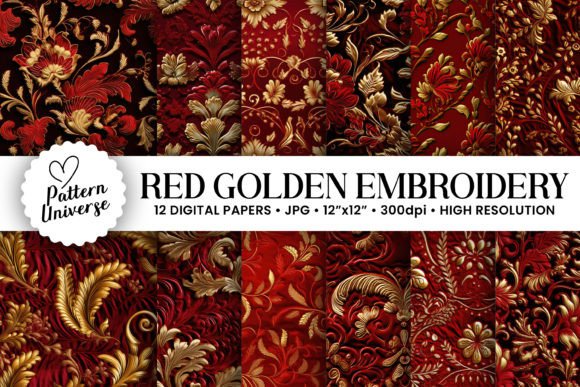 Red Gold Embroidery Patterns