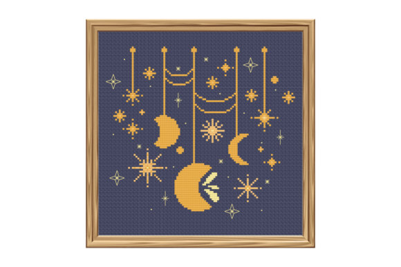 Stars Moon Celestial Wedding Cross Stitch Pattern